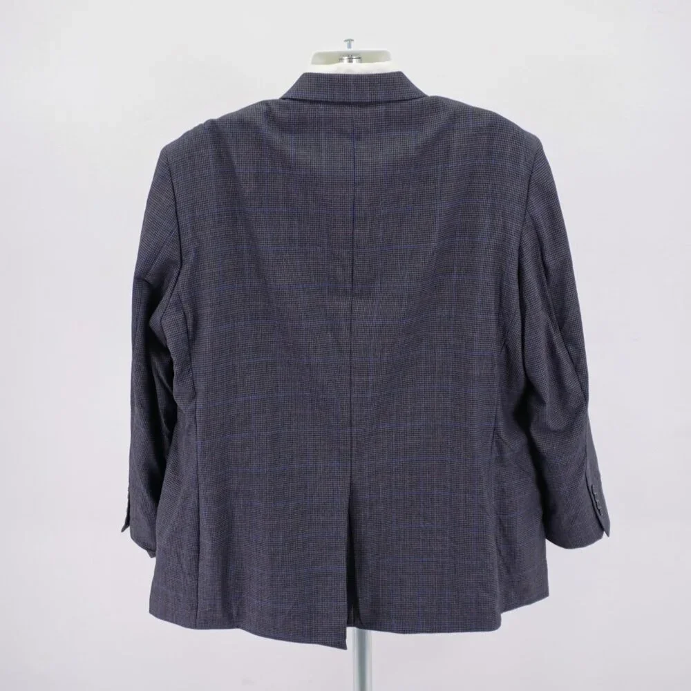 Jos‎ A Bank Regal Fit Wool Gray Black Houndstooth W/ Purple Blue Windowpane 50L